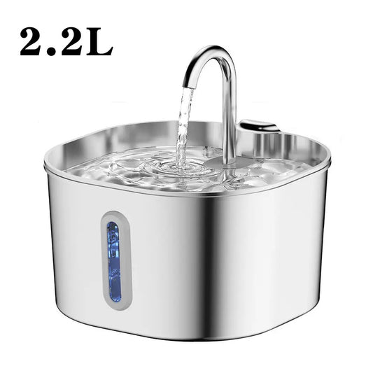 2.2L Stainless Steel Pet Water Fountain for Cats and Dogs
