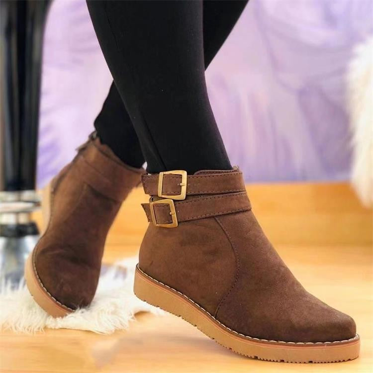 Low-Heel Solid Ankle Martin Boots