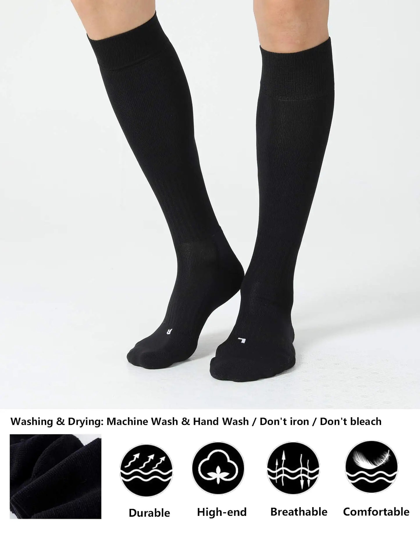 CS CELERSPORT 2/3 Pack Soccer Softball Baseball Socks for Youth Kids Adult Multi-Sport Compression Socks X-Small Black (2 Pack) - # BOAA11810003