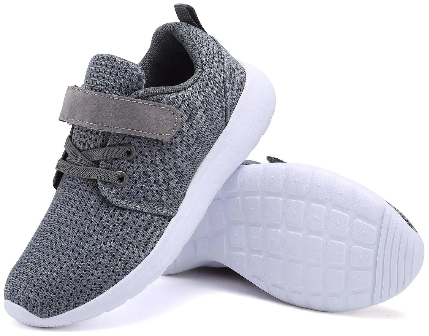 TOEDNNQI Boys Girls Sneakers Kids Lightweight Breathable Strap Athletic Running Shoes for Toddler/Little Kid/Big Kid 6 Toddler Grey - # BOAA71510001