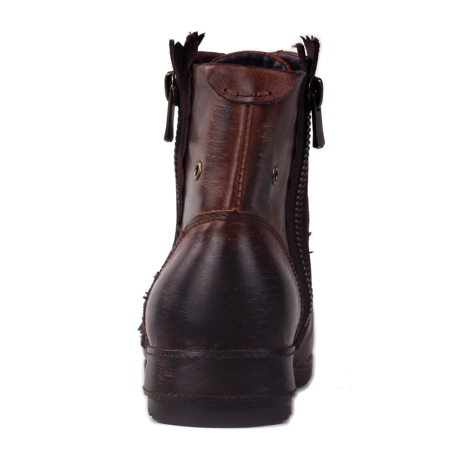 Men's Leather Ankle Moto Boots OS-5008-8-Metal Brown