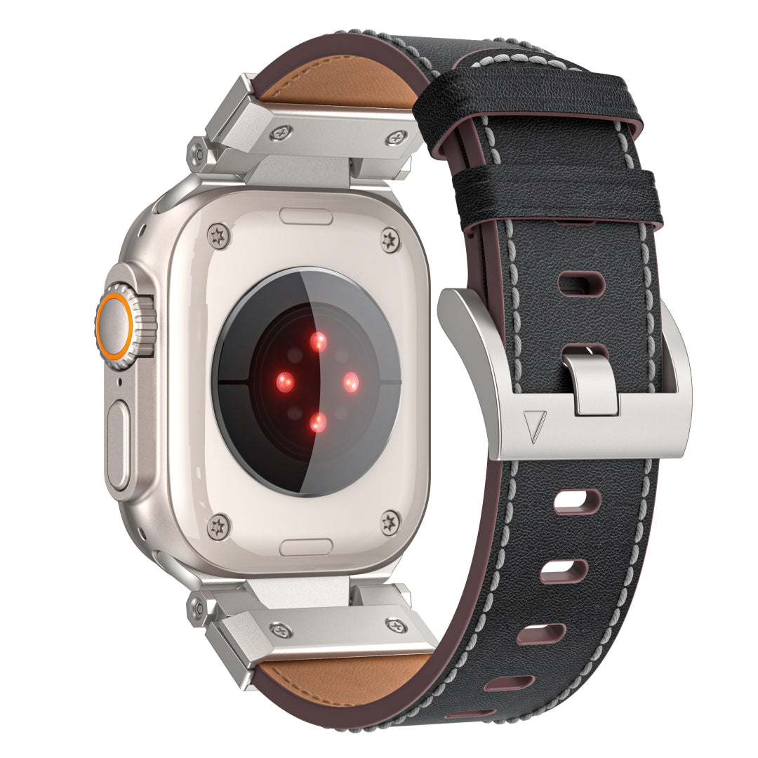 Mecha-Inspired Vintage Leather Band for Apple Watch