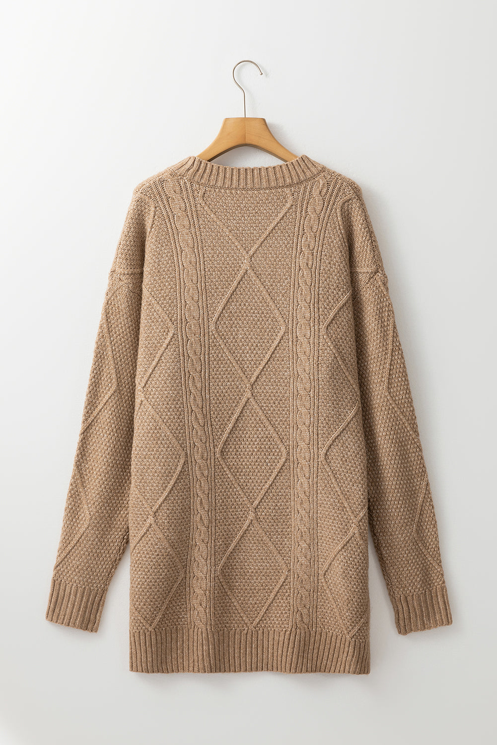 Cable Knit Drop Shoulder Sweater Dress