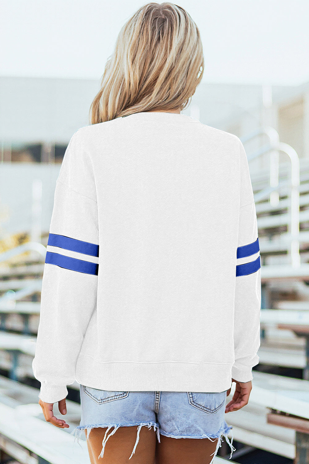 Varsity Stripe Drop Shoulder Oversized Sweatshirt