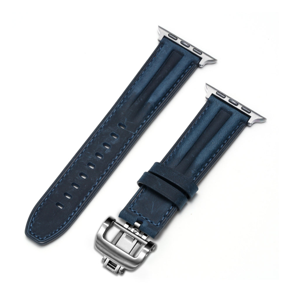 Luxury Full-Grain Leather Butterfly Buckle Band for Apple Watch
