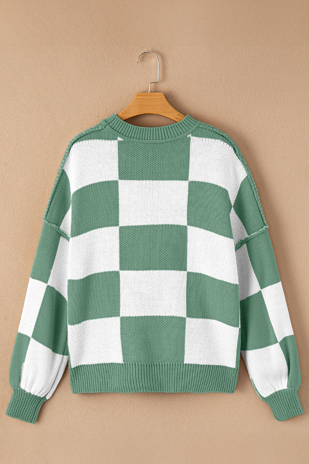 Checker Bishop Sleeve Sweater