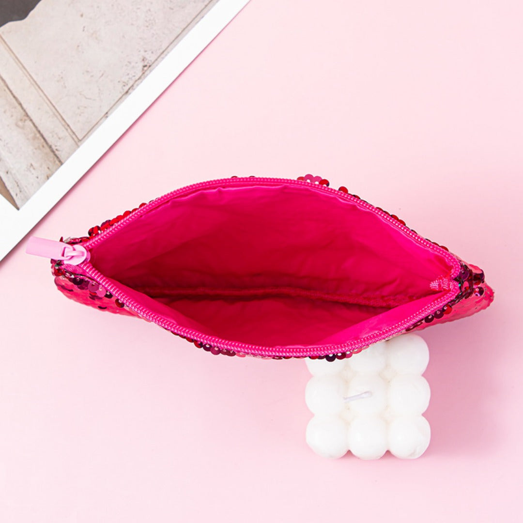 Mermaid sequined pencil case, two-color stationery storage bag, portable cosmetics change purse, small purse