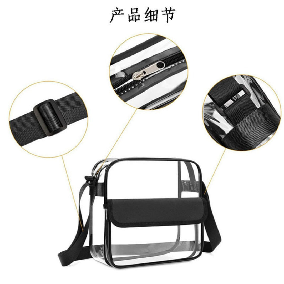 Transparent PVC Shoulder Crossbody Bag - Durable Storage Bag for Travel, Beach, Stadium Events & More