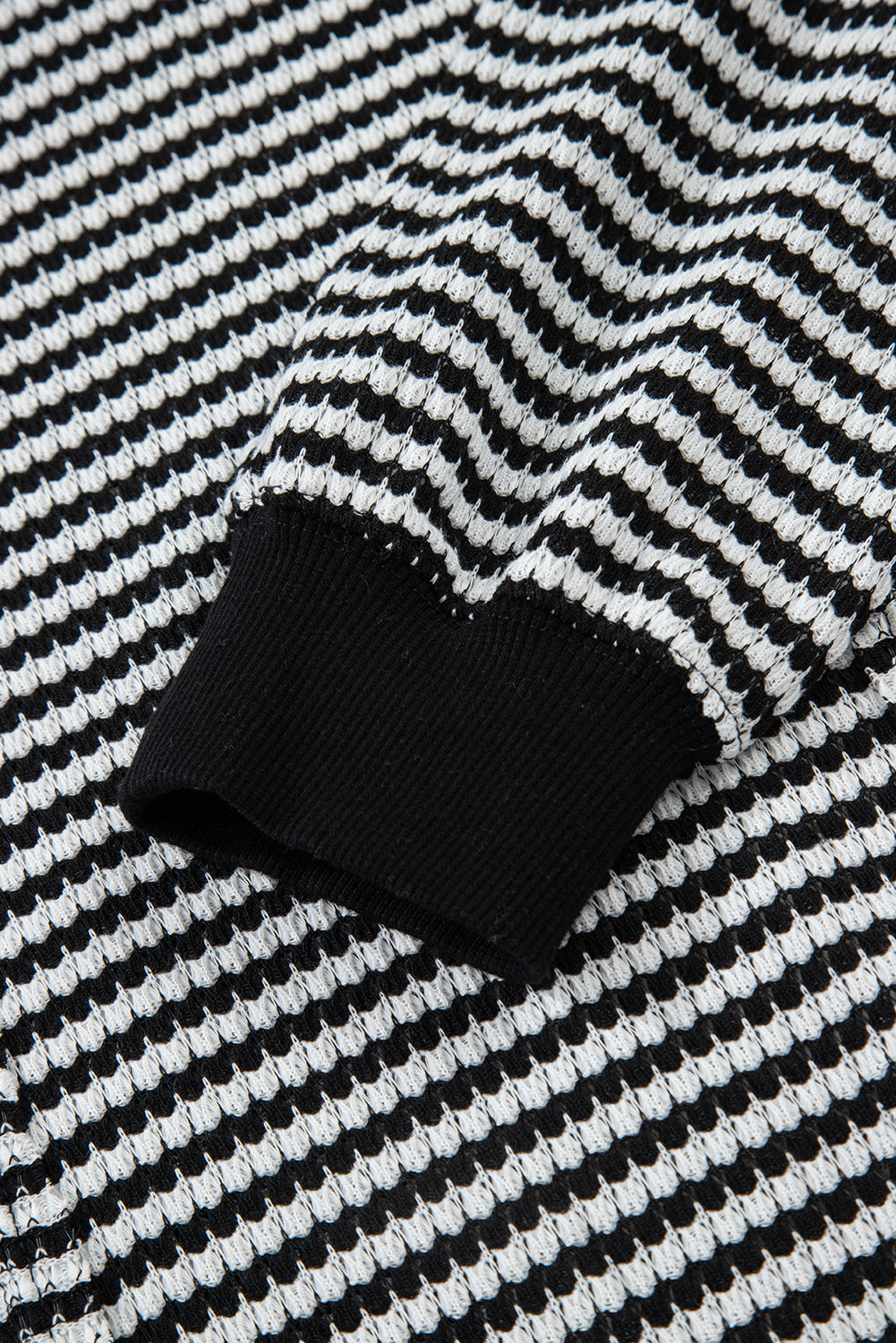 Stripe Ribbed Trim Drop Shoulder Top