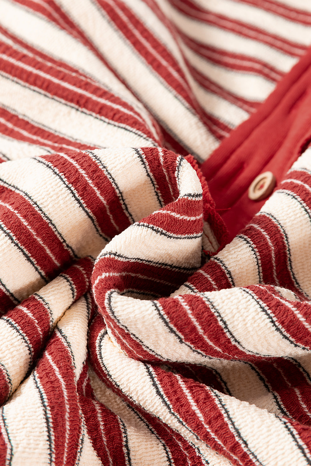 Stripe Buttoned Collared V-Neck Drop Shoulder Top