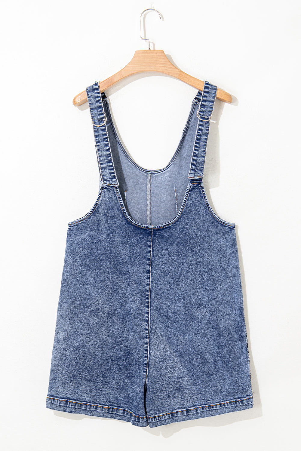 Denim Sleeveless Scoop Neck Patch Pocket Romper