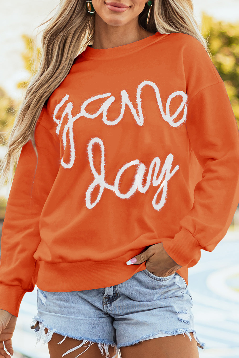 GAME DAY Tinsel Drop Shoulder Sweatshirt