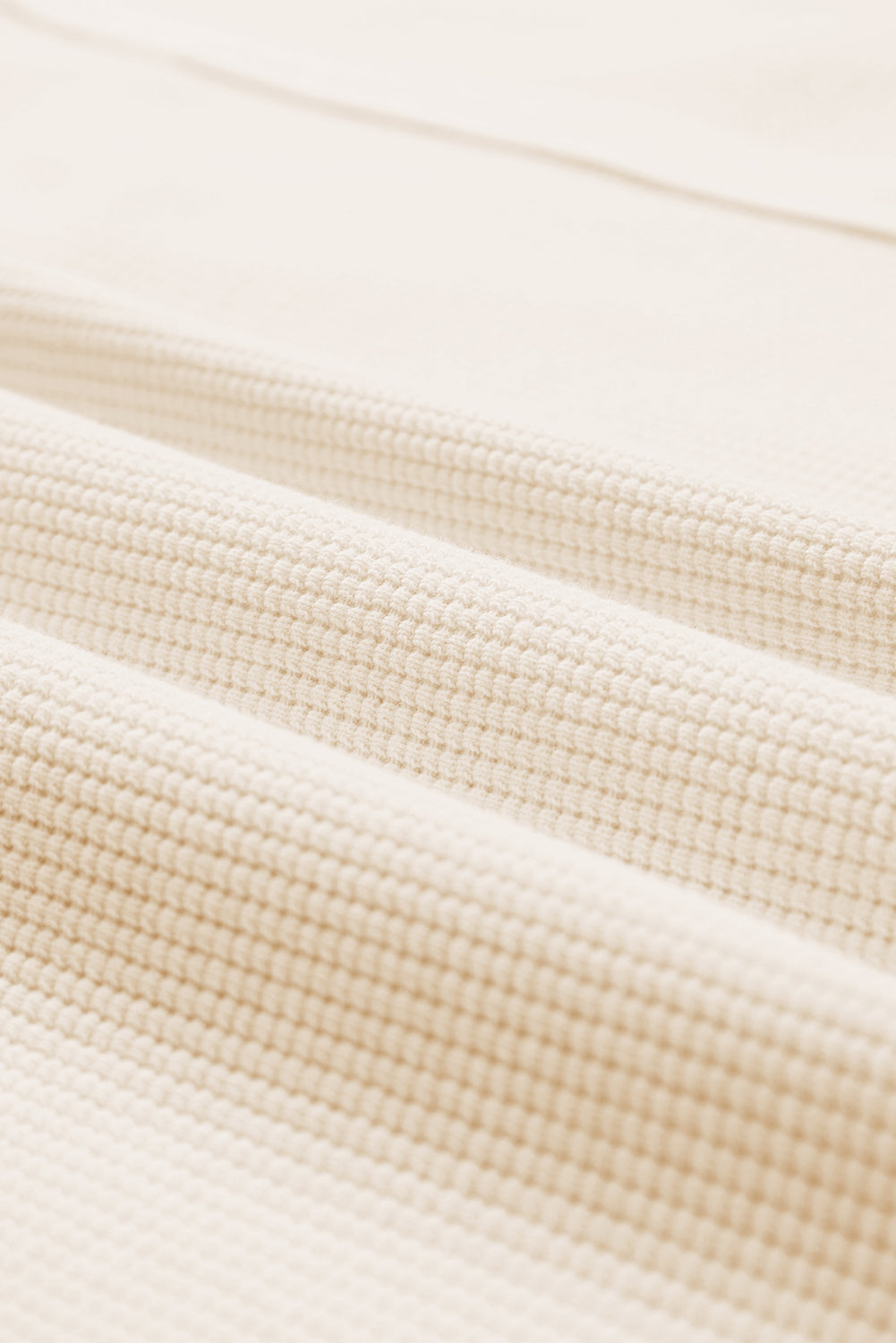 Waffle Knit Bishop Sleeve Side Split Top