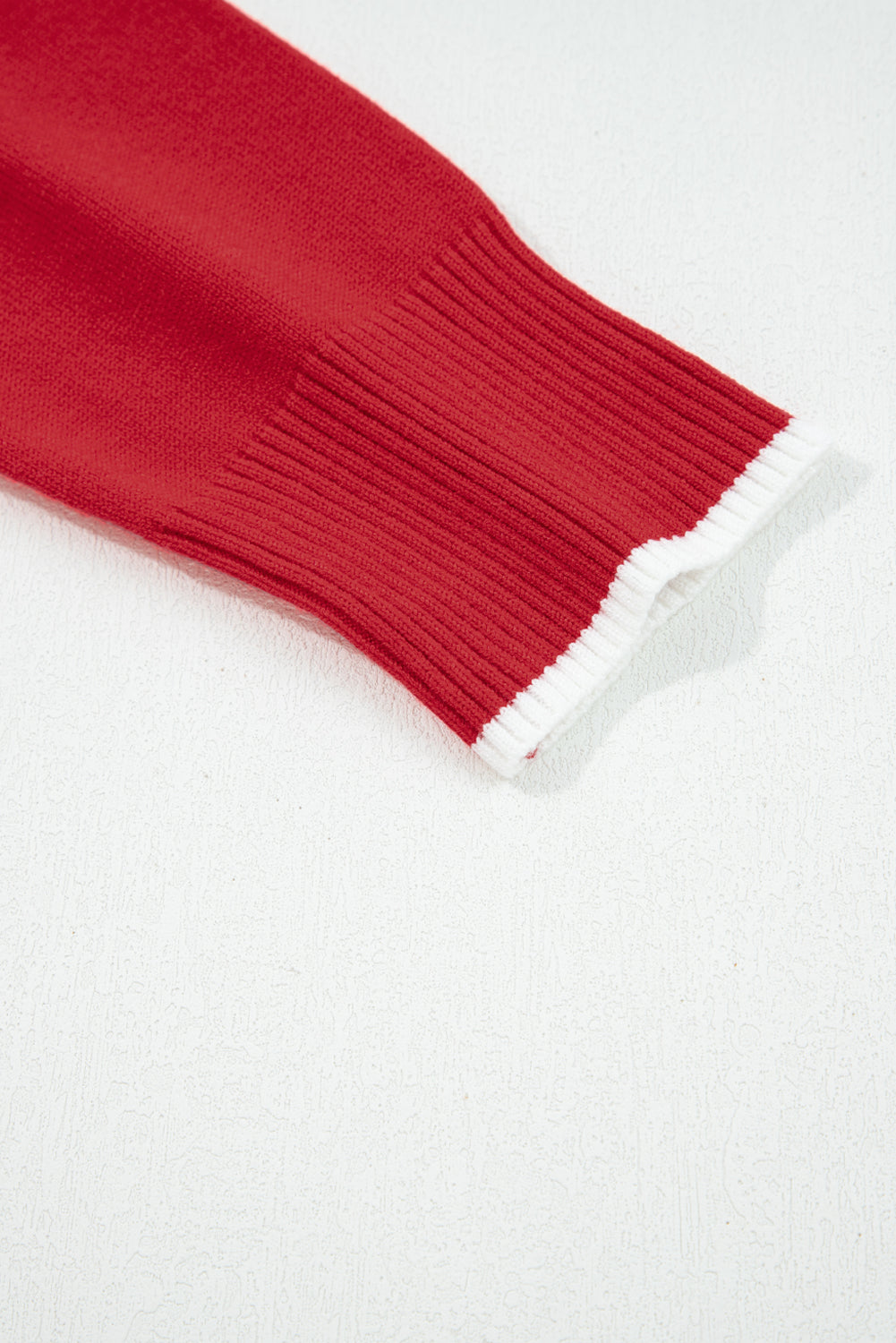 Bow Contrast Trim Long Sleeve Cropped Christmas Sweater