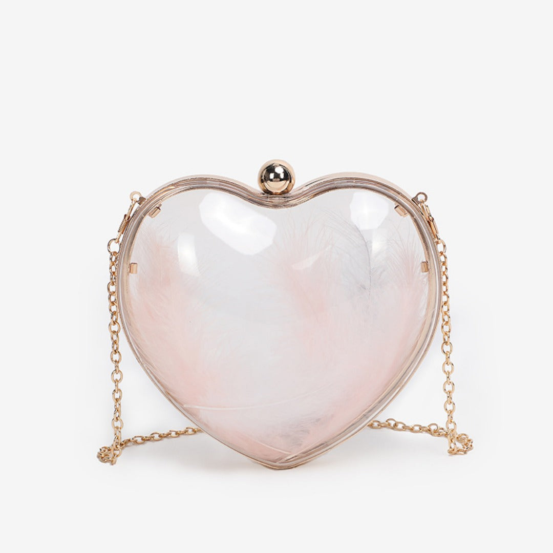 Transparent small bag heart shaped, women's summer acrylic chain shoulder bag, mini transparent crossbody bag