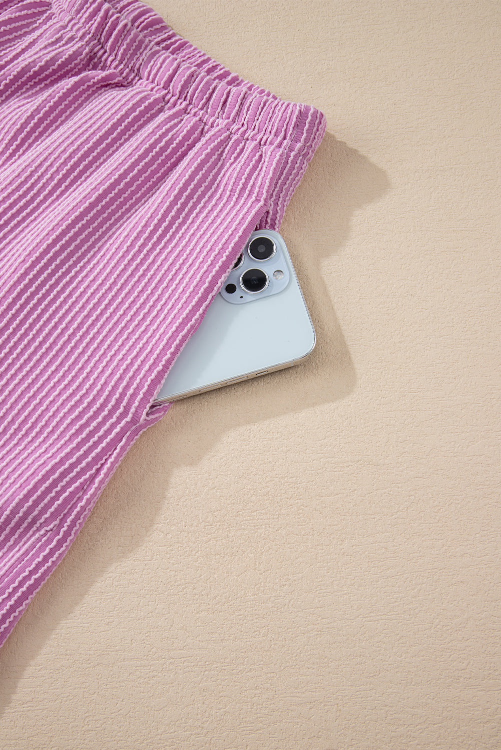 Corded Knit Long Sleeve Top and Shorts Set