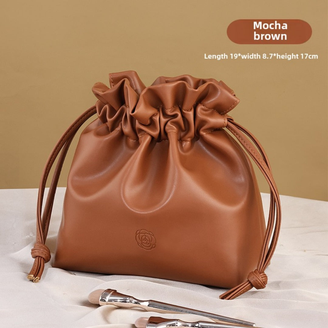 Bundle Mouth Cosmetic Bag – Large Capacity Storage Portable Makeup Bag for Women, Stylish and Functional Design for Everyday Use