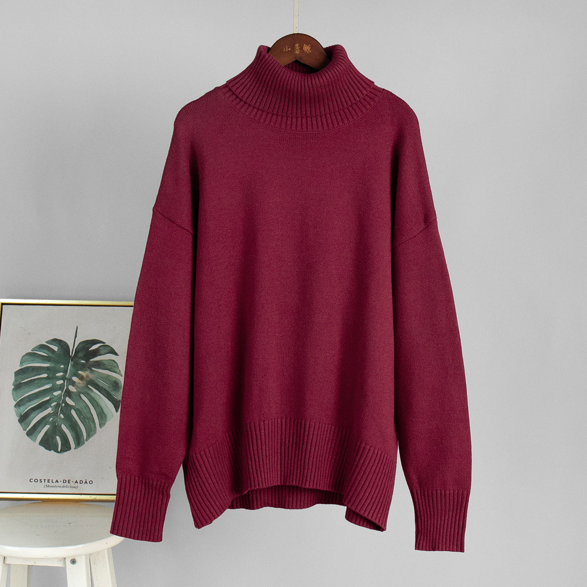 Loose Fit High Neck Knit Sweater