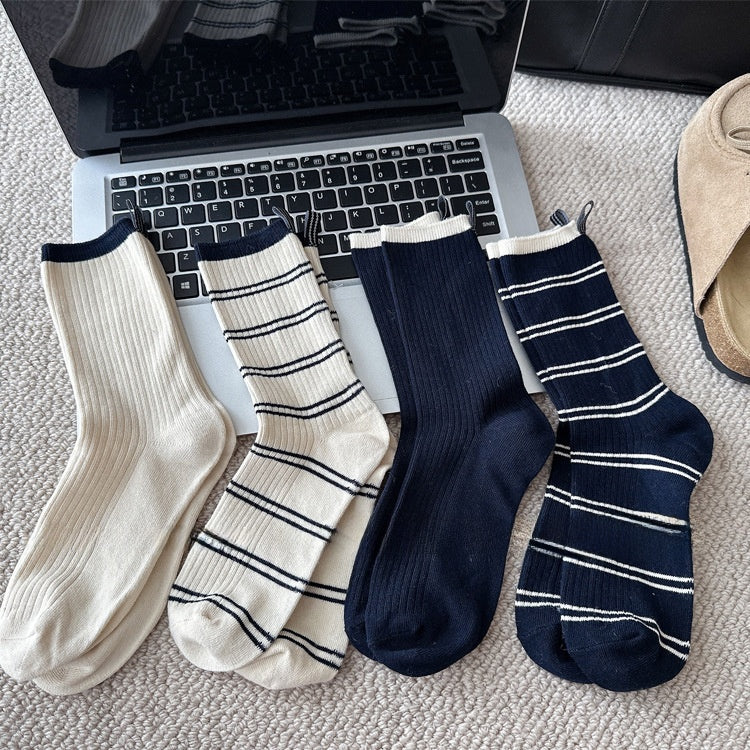 Women's Striped Mid-Tube Socks