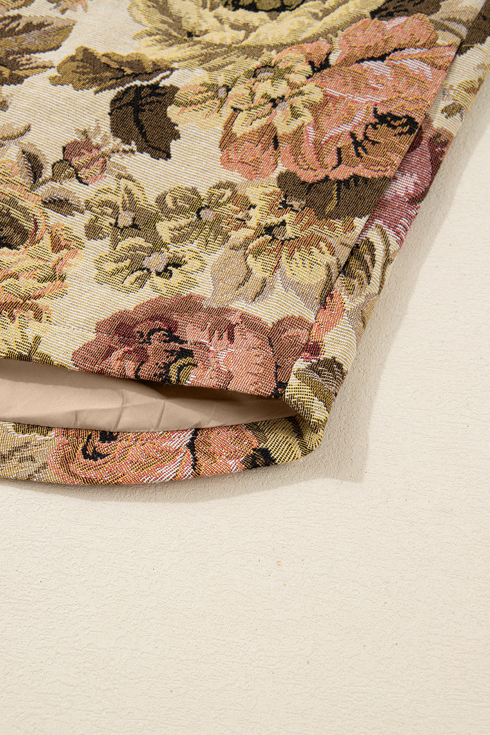 Floral Waffle Knit Patchwork Chest Pocket Buttoned Jacket