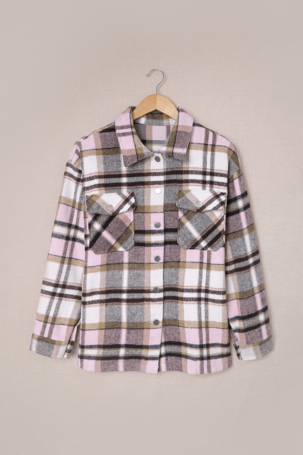Plaid Pocketed Button Front Shacket
