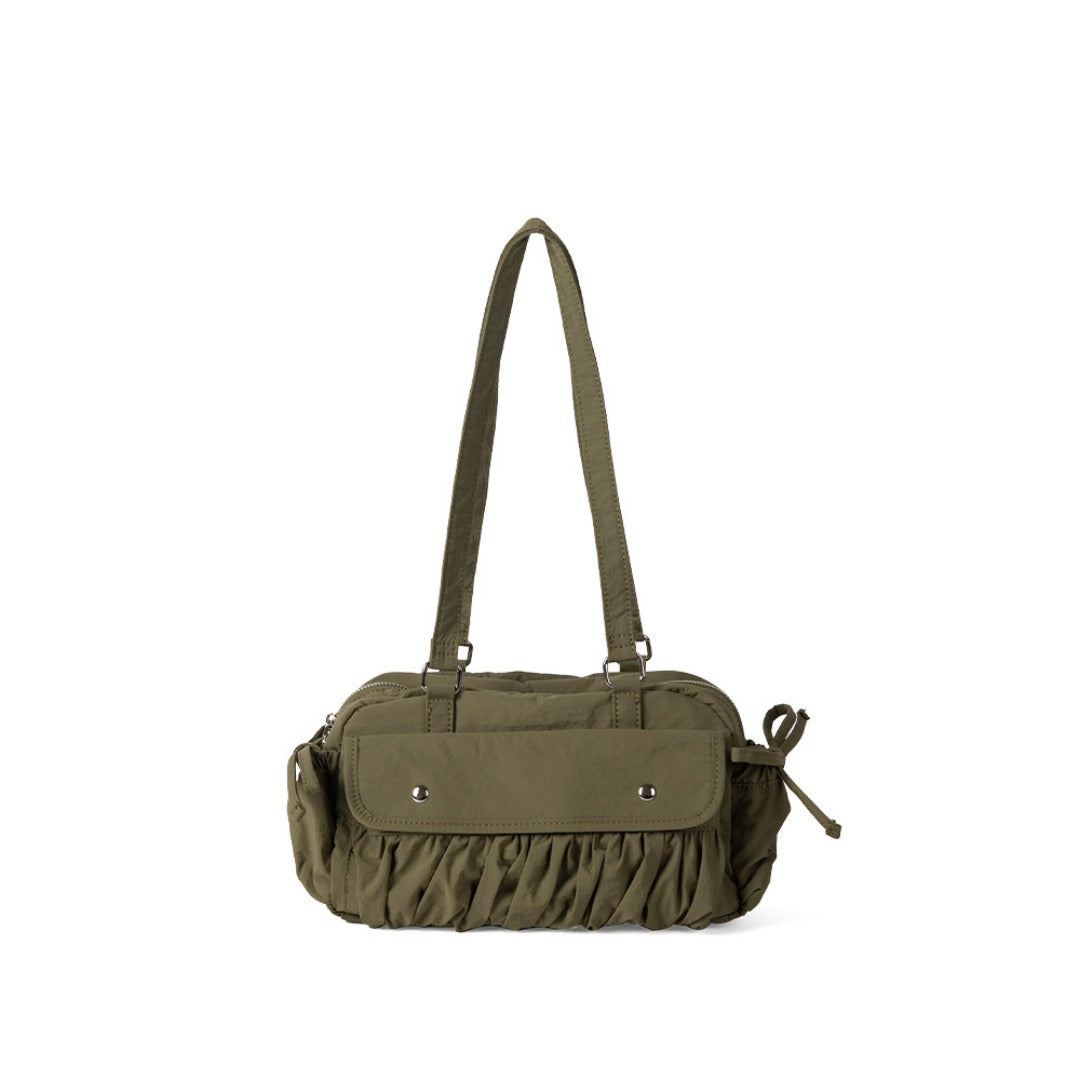 Small shoulder bag for women, pleated nylon underarm bag, baguette bag, fashionable large capacity shoulder bag for women hobo