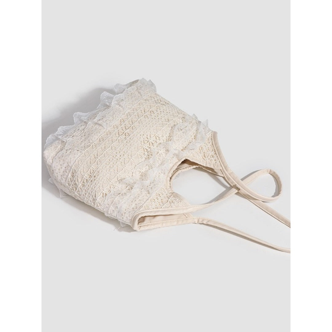 Summer woven bag casual vacation large capacity shoulder bag lace mesh underarm bag beach bag summer purse hobo