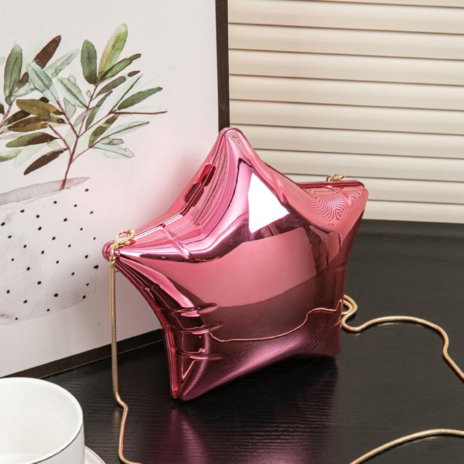 Silver Pentagram Chain evening Bag, Acrylic Mini Change, Key Lipstick Purse, Crossbody Prom Bag, Party Purse, Prom Bags Clutch, Wedding Purse