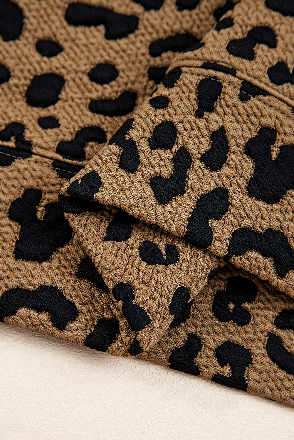 Leopard Quarter-Zip Drop Shoulder Sweatshirt