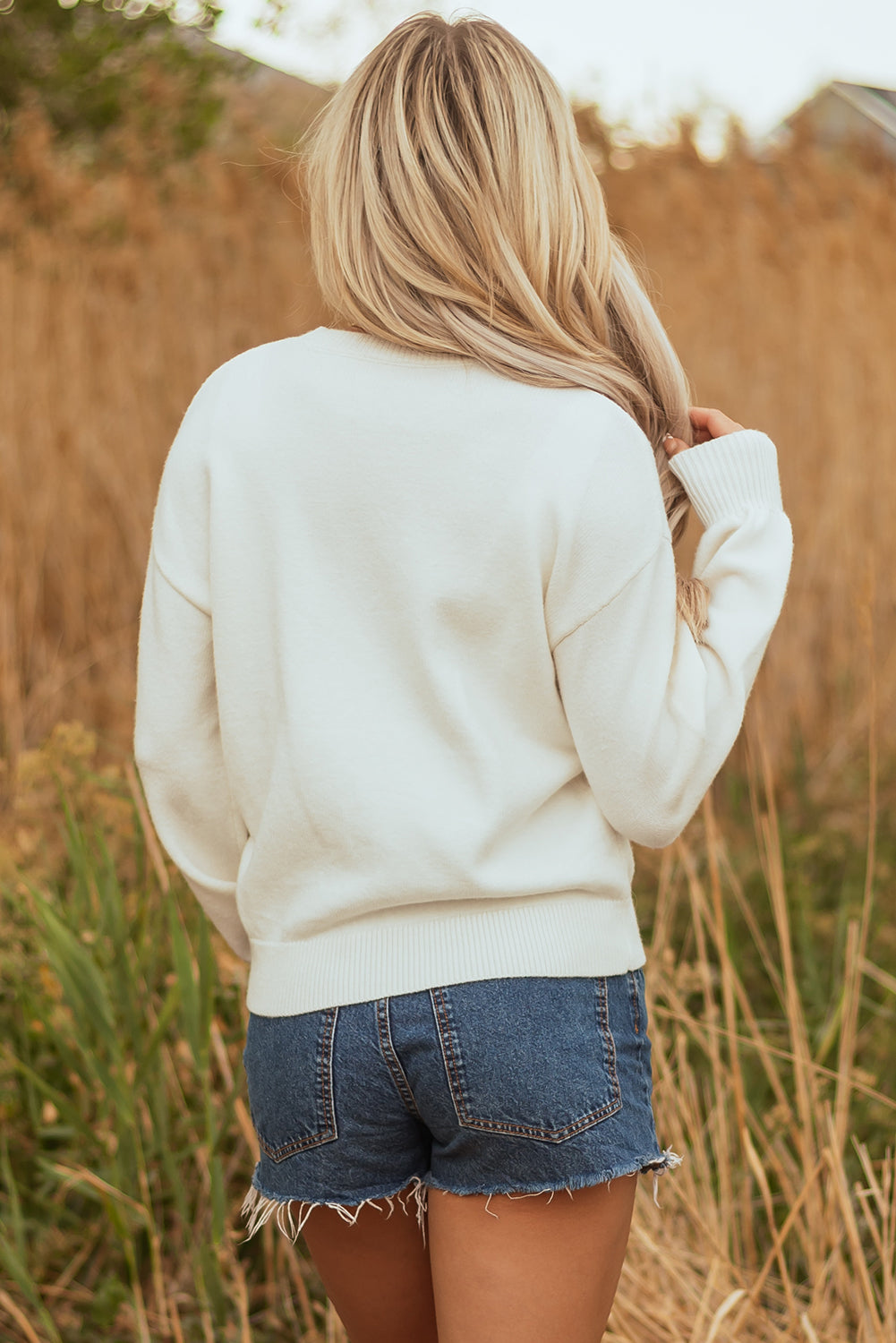 Western Tinsel Boots Crew Neck Sweater