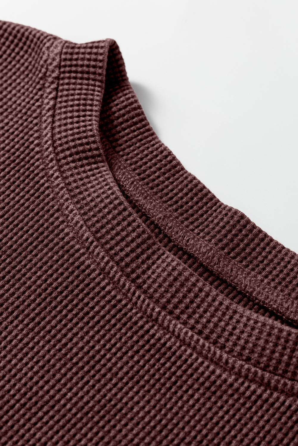 Waffle Knit Patchwork Long Sleeve Top