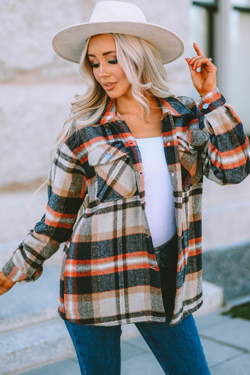 Plaid Pocketed Button Front Shacket
