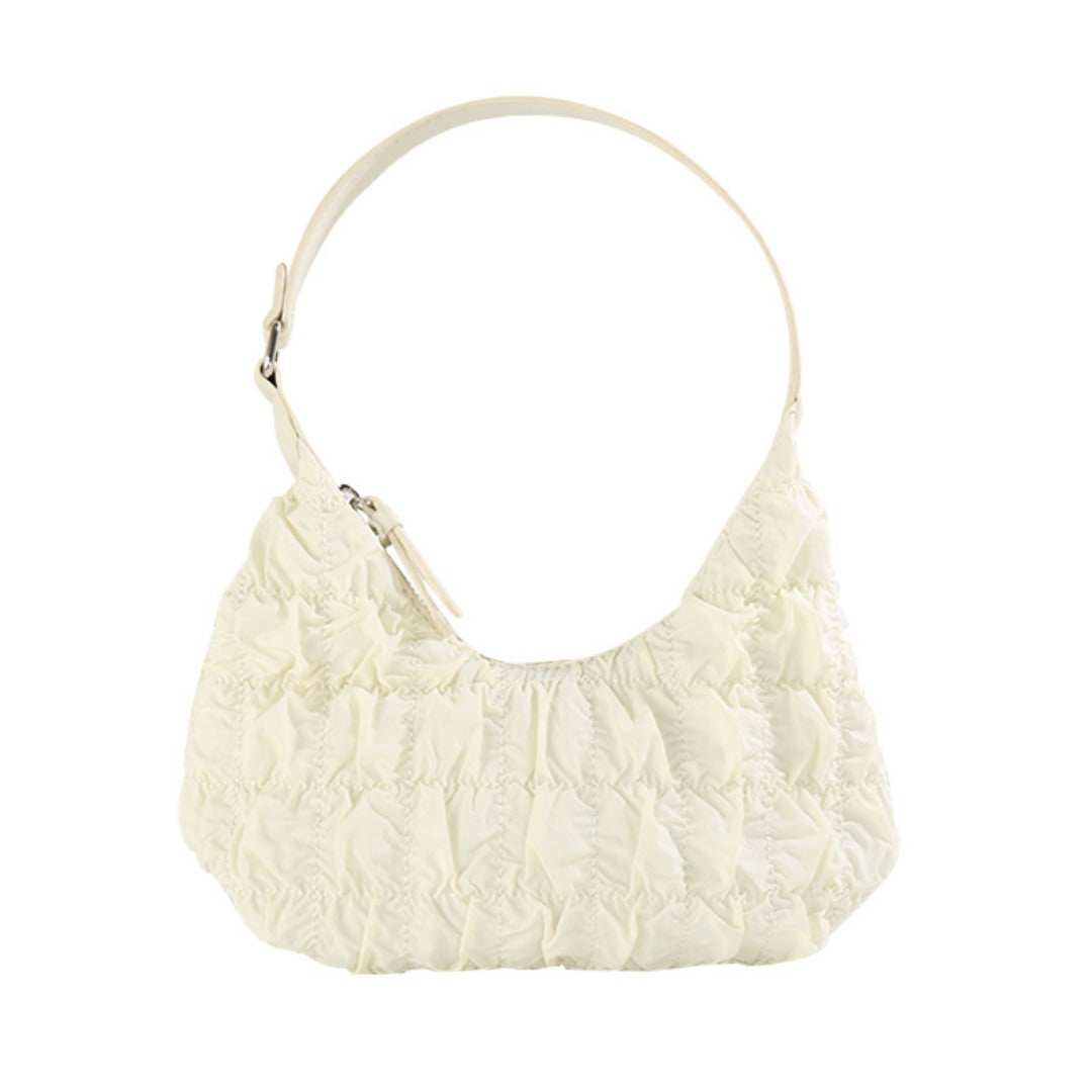 small shoulder bag cream puff bag pleated bag hobo
