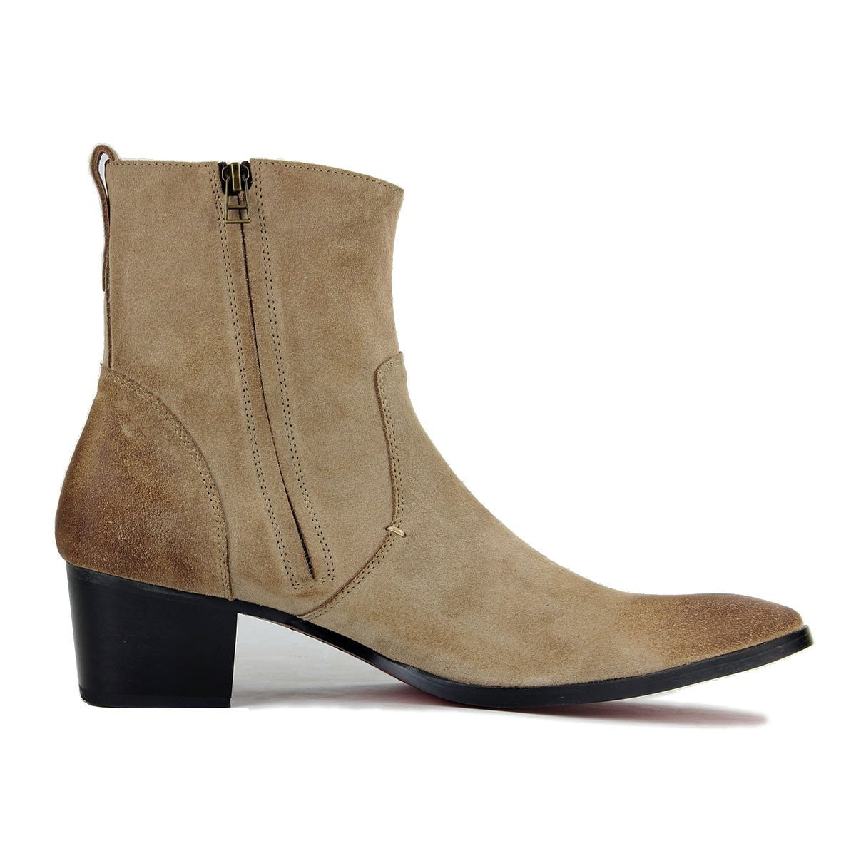 Suede High Heel Chelsea Boots