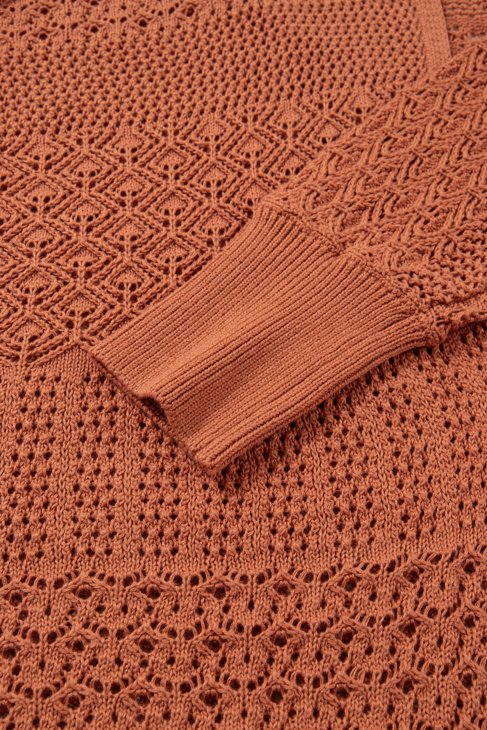 Plus Size Solid Pointelle Knit Open Front Cardigan