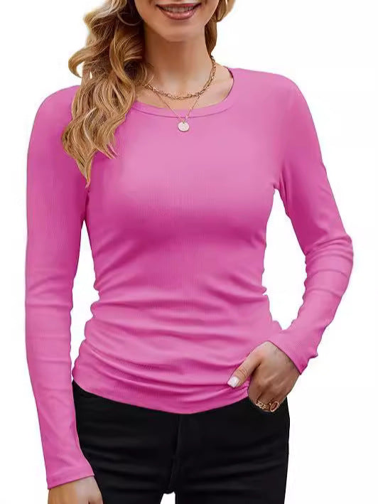 Womens Ribbed Long Sleeve T-Shirt