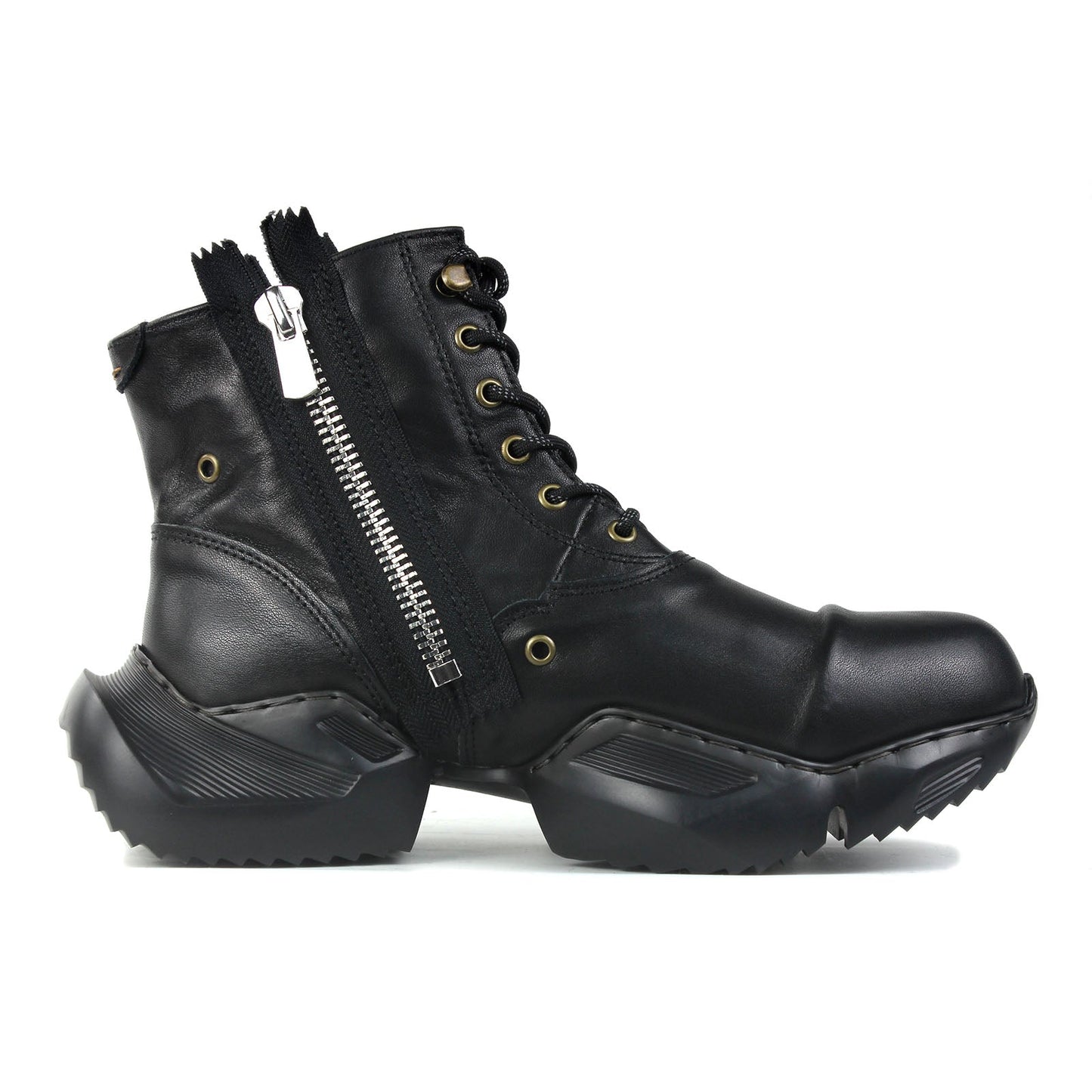 Men's Leather athletic walking Moto Boots OS-5008-S-8-Classice-Black