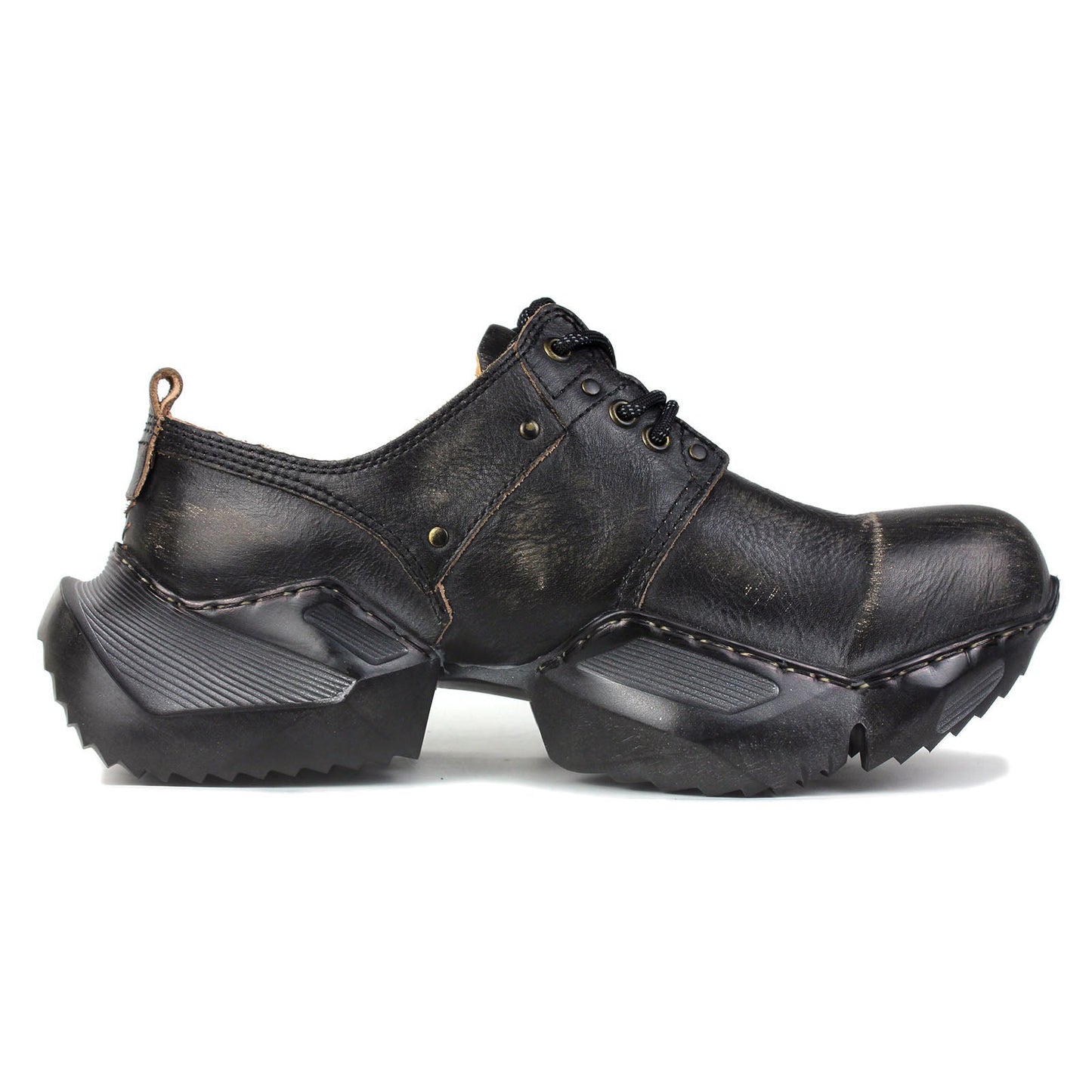 Men's Leather athletic walking Moto Boots OS-5008-S-2 Vintage Brown