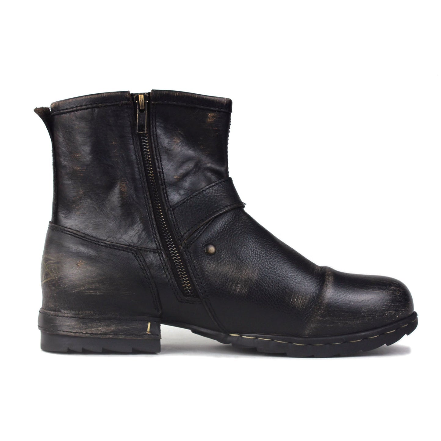 Men's Leather Ankle Moto Boots OS-5008-1-BS