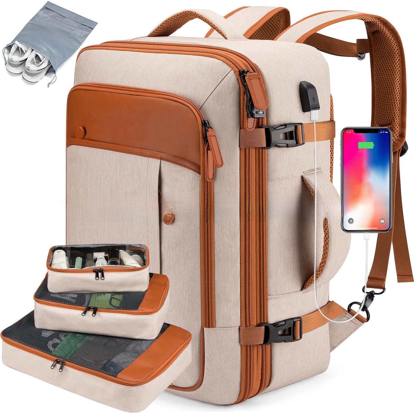 Men's Large Capacity Business Backpack with USB Charging Port