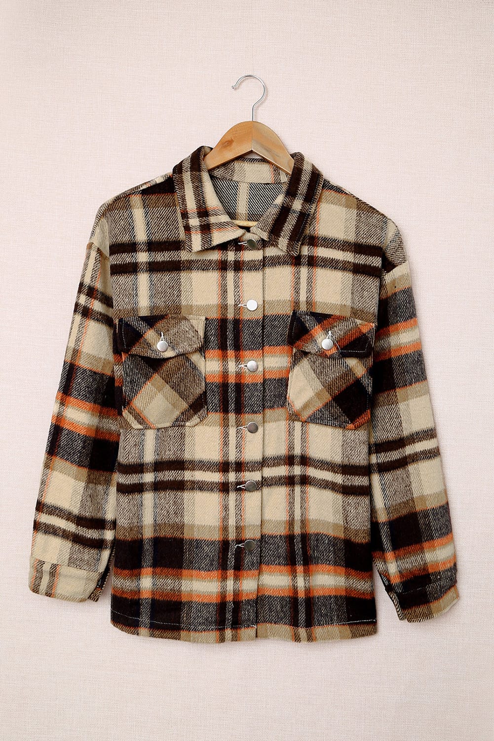 Plaid Pocketed Button Front Shacket