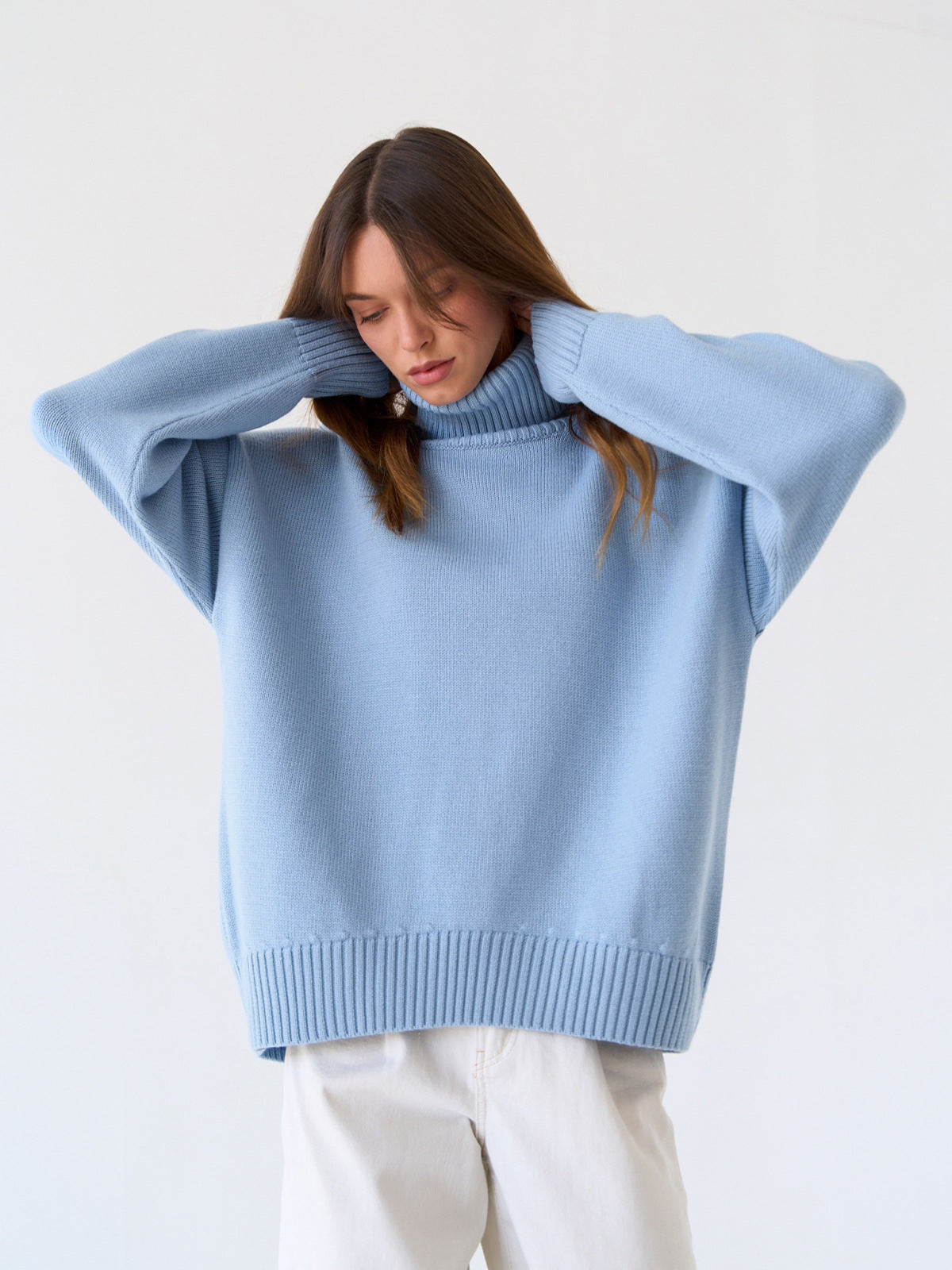 Loose Fit High Neck Knit Sweater
