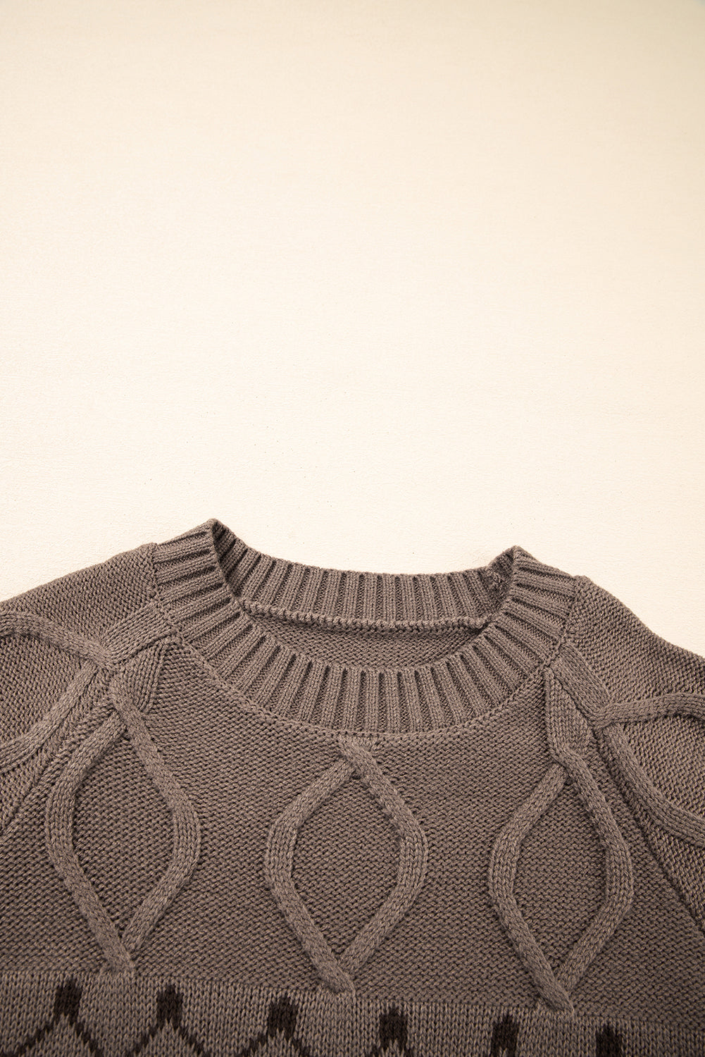 Western Geometric Knit Crew Neck Sweater