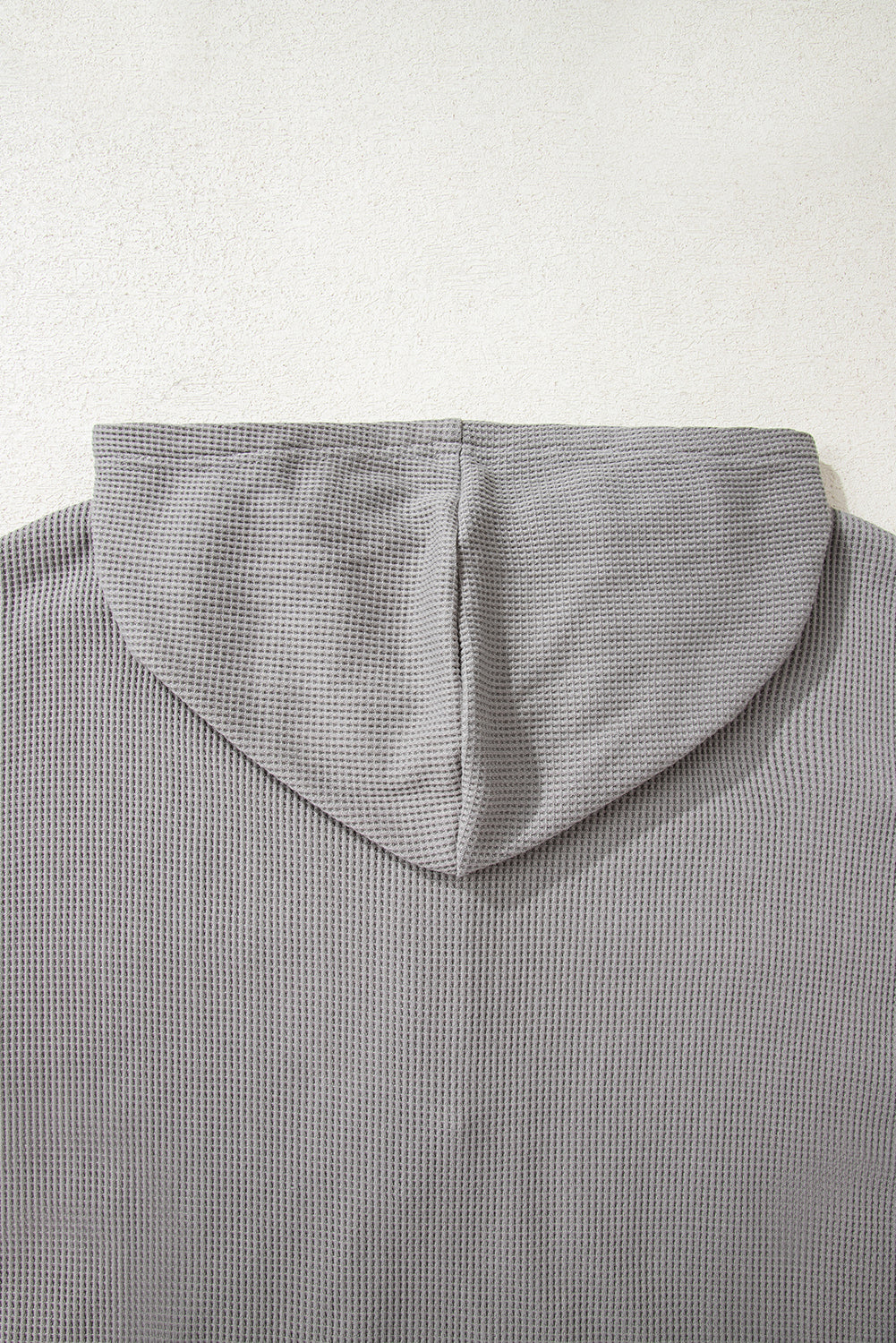 Stripe Waffle Patchwork Hooded Long Sleeve Top