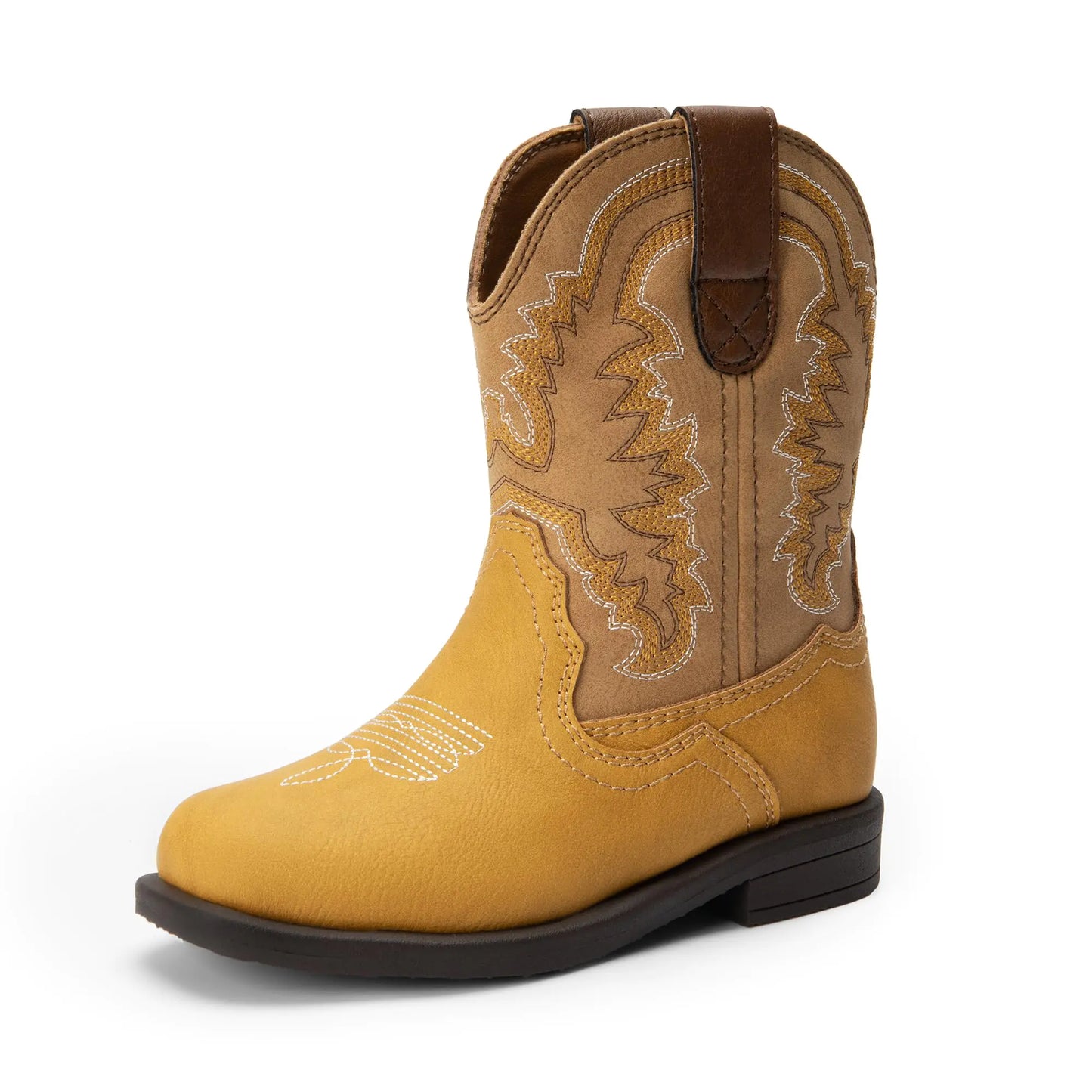 DREAM PAIRS Toddler Little Boys Girls Cowboy Boots Kids Western Square Toe Riding Mid Calf Boots 5 Toddler Black - # BOAA71210007