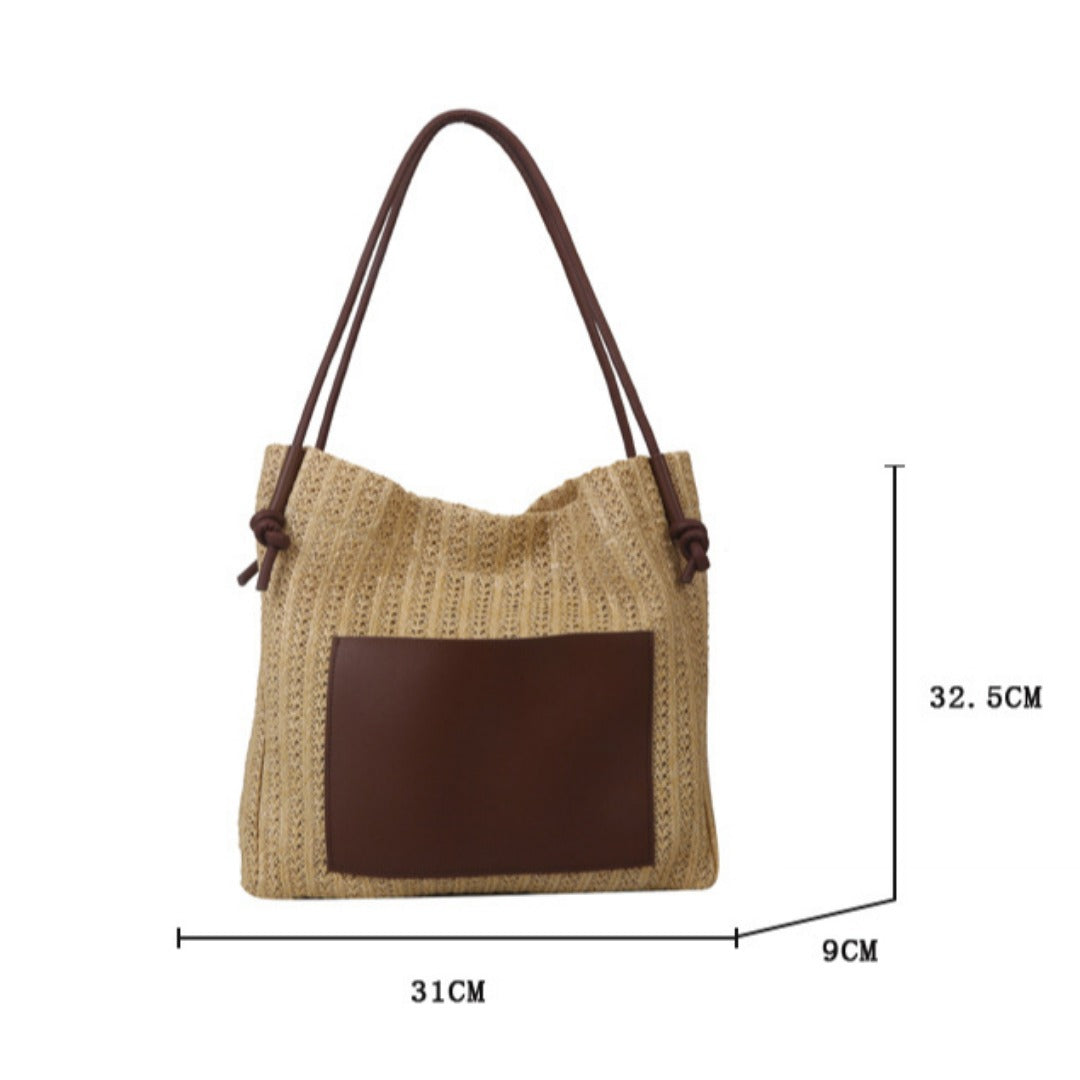 Hobo straw bag, women's summer versatile straw bag, fashionable shoulder hobo bag, large capacity tote bag