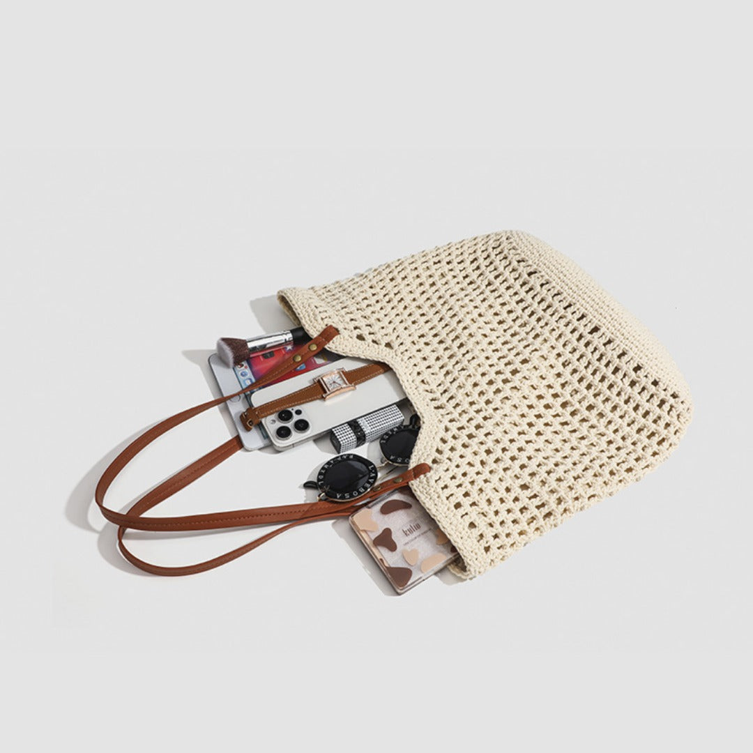 Grid knitted hobo bag, travel commuter shoulder bag, travel large capacity armpit bag, crochet hobo purse