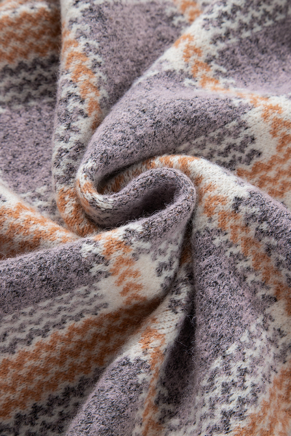 Plaid Button-Up Collared Fuzzy Cardigan