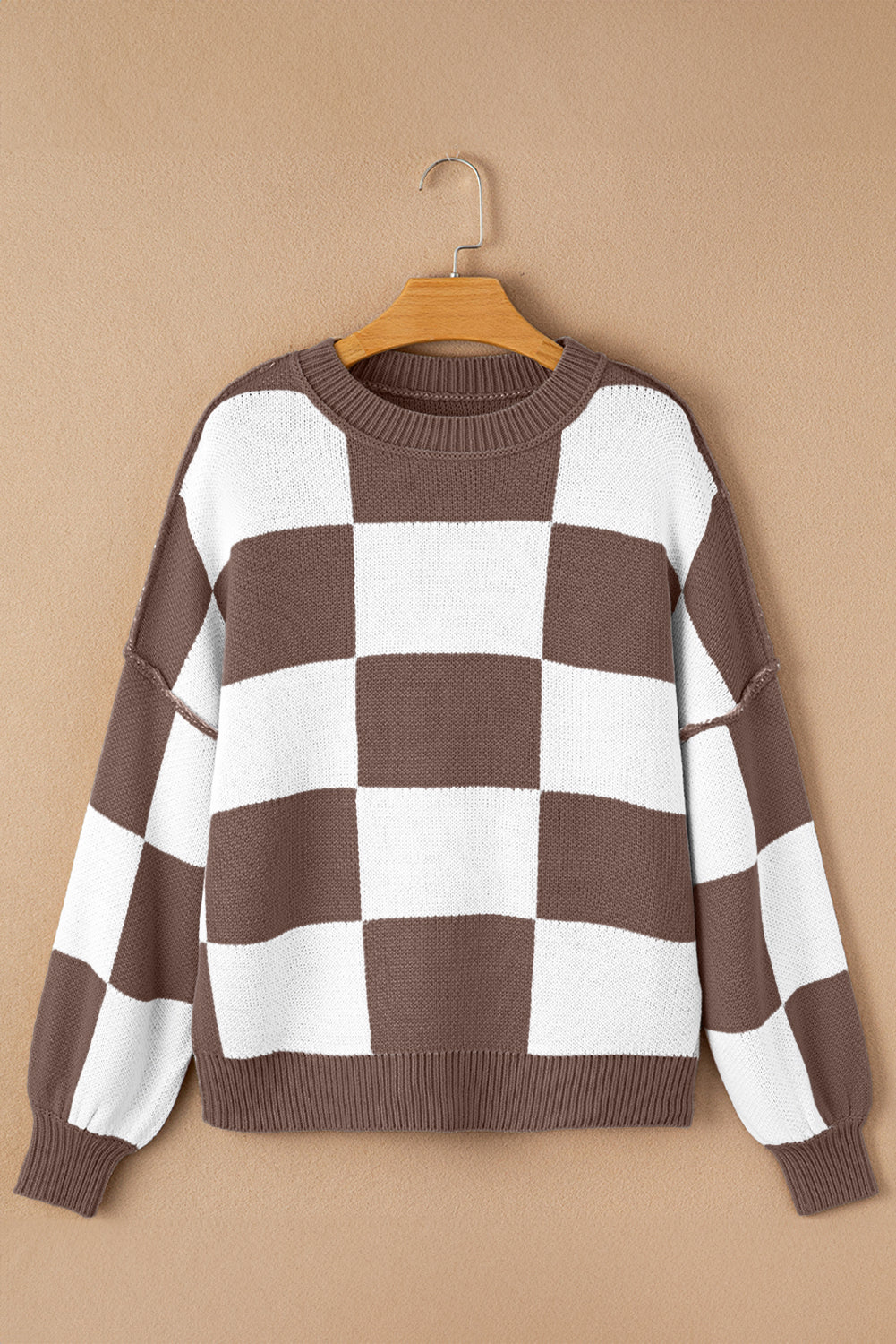 Checker Bishop Sleeve Sweater