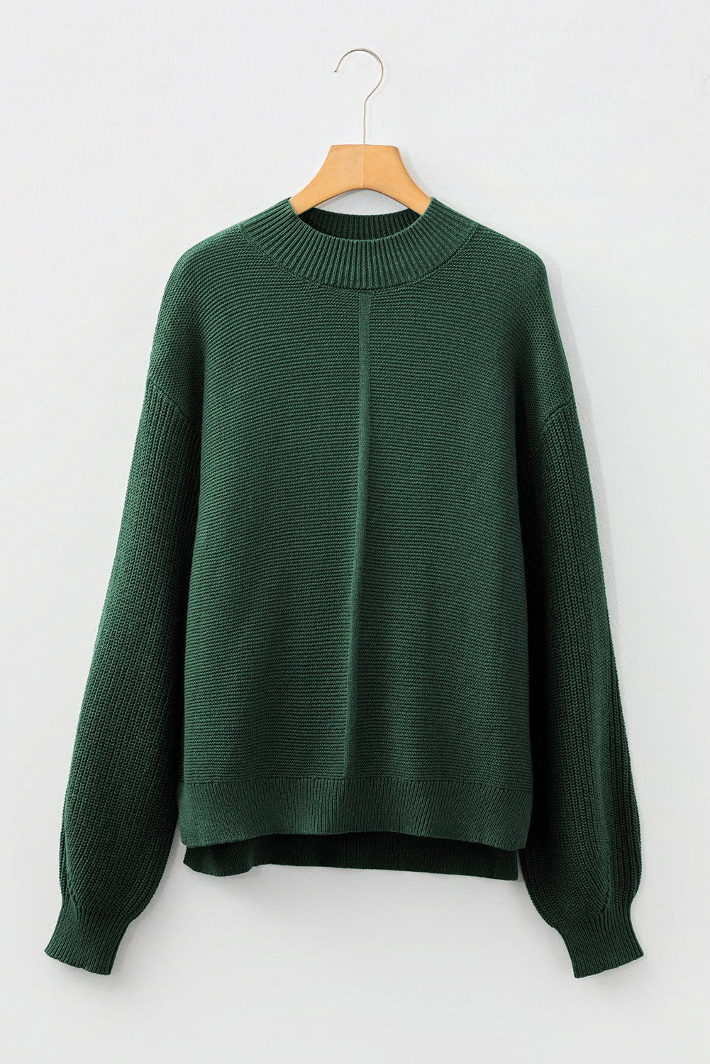 Solid Front Seam Drop Shoulder Sweater